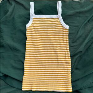Old Navy retro style yellow and white striped slim fit tank top